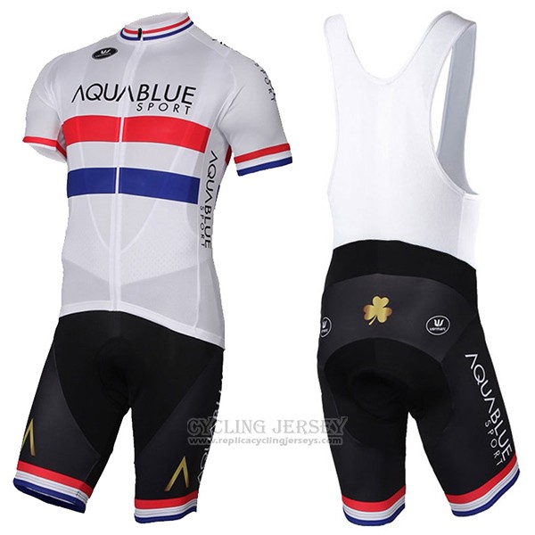 2017 Cycling Jersey Aqua Blue Sport Champion British White Short Sleeve and Bib Short